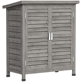 Armoire Jardin Magloire Rangement Extérieur Étanche Bois Gris 87x46x96cm