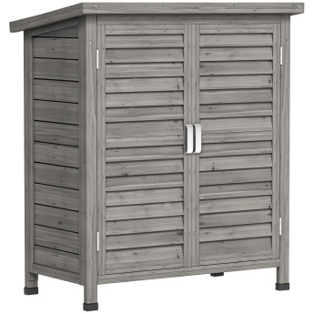 Armoire Jardin Magloire Rangement Extérieur Étanche Bois Gris 87x46x96cm