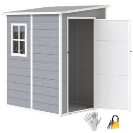 Abri de Jardin Ursin Robuste Étanche 1.54m² Gris Alu PP Ventilation Fenêtre
