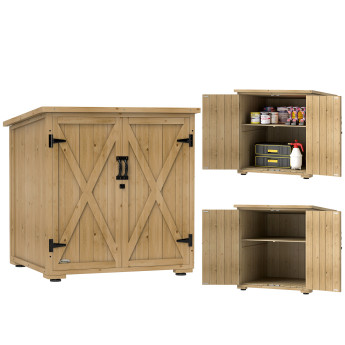 Armoire Jardin Kenelm Rangement Extérieur Étanche Sapin Massif Naturel 77x88 cm