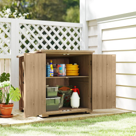 Armoire Jardin Kenelm Rangement Extérieur Étanche Sapin Massif Naturel 77x88 cm
