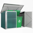 Abri de Jardin Leuthard 2 Portes Toit Ouvrant Vert Blanc Résistant Intempéries Rangement Poubelles Vélos