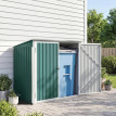 Abri de Jardin Leuthard 2 Portes Toit Ouvrant Vert Blanc Résistant Intempéries Rangement Poubelles Vélos