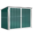 Abri de Jardin Leuthard 2 Portes Toit Ouvrant Vert Blanc Résistant Intempéries Rangement Poubelles Vélos
