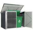 Abri Josselin Rangement Poubelles Extérieur Verrouillable Gris Blanc 2 Portes Toit Ouvrant