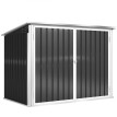 Abri Josselin Rangement Poubelles Extérieur Verrouillable Gris Blanc 2 Portes Toit Ouvrant