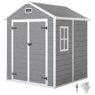 Abri Jardin Slateford Résine Effet Bois Étanche Gris Foncé 2.4m² 182x151cm