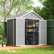 Abri Jardin Slateford Résine Effet Bois Étanche Gris Foncé 2.4m² 182x151cm