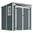 Abri de Jardin Rinderbach Rangement Extérieur Sécurisé Gris Effet Bois 182x182 cm