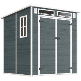 Abri de Jardin Rinderbach Rangement Extérieur Sécurisé Gris Effet Bois 182x182 cm