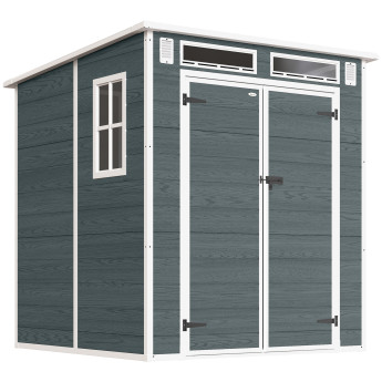 Abri de Jardin Rinderbach Rangement Extérieur Sécurisé Gris Effet Bois 182x182 cm