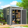 Abri de Jardin Rinderbach Rangement Extérieur Sécurisé Gris Effet Bois 182x182 cm
