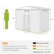 Abri Jardin Brieuc Rangement Sécurisé Extérieur Anti-UV Gris Foncé 246x117 cm