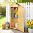 Armoire Wynstan Rangement Jardin Étagères Réglables Toit Métal Bois Naturel