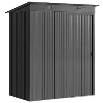 Abri de Jardin Odouin Métal Anthracite 1.37m² Porte Coulissante Résistant