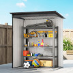 Abri de Jardin Odouin Métal Anthracite 1.37m² Porte Coulissante Résistant