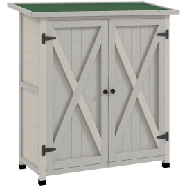 Abri de Jardin Fonelas Rangement Extérieur Étagères Bois Gris Clair 110x55x117 cm
