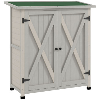 Abri de Jardin Fonelas Rangement Extérieur Étagères Bois Gris Clair 110x55x117 cm
