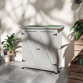 Abri de Jardin Fonelas Rangement Extérieur Étagères Bois Gris Clair 110x55x117 cm