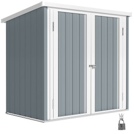 Abri de Jardin Serina Robuste Étanche Double Porte Verrouillable Gris Clair