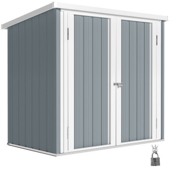 Abri de Jardin Serina Robuste Étanche Double Porte Verrouillable Gris Clair