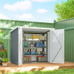 Abri de Jardin Serina Robuste Étanche Double Porte Verrouillable Gris Clair