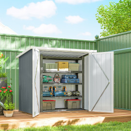Abri de Jardin Serina Robuste Étanche Double Porte Verrouillable Gris Clair