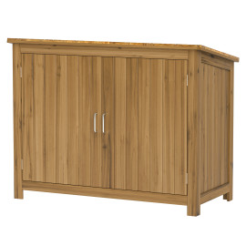 Armoire Graziadio Rangement Jardin Bois Étanche 2 Portes Marron Compacte