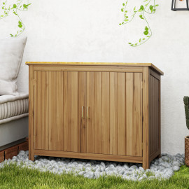 Armoire Graziadio Rangement Jardin Bois Étanche 2 Portes Marron Compacte