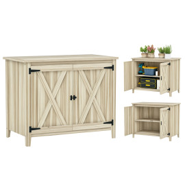 Armoire Altamura Rangement Jardin Bois Étagère Sécurisé Naturel 110x60x88 cm