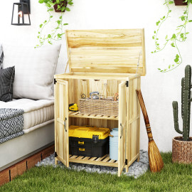 Armoire Jardin Wrekenfield Rangement Établi Toit Ouvrant Bois Naturel 74x43x88 cm