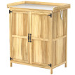 Armoire Jardin Wrekenfield Rangement Établi Toit Ouvrant Bois Naturel 74x43x88 cm