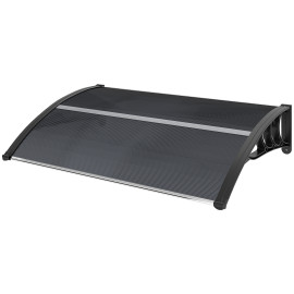 Auvent Marquise Kervarc Protection Extérieure Design Voûté Transparent Noir 100x75 cm