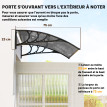Auvent Marquise Kervarc Protection Extérieure Design Voûté Transparent Noir 100x75 cm