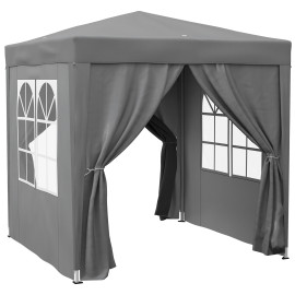 Tonnelle Meginhard Pop-Up Pliable Automatique 2x2m Gris Jardin Fête Extérieur Résistante