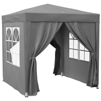 Tonnelle Meginhard Pop-Up Pliable Automatique 2x2m Gris Jardin Fête Extérieur Résistante