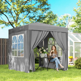 Tonnelle Meginhard Pop-Up Pliable Automatique 2x2m Gris Jardin Fête Extérieur Résistante