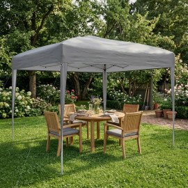 Tonnelle Calasparra Barnum Pliant Compact Gris Extérieur Fête Jardin Résistante