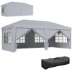 Tonnelle Taleggio Barnum Pliable Pop-Up Gris Clair 5,85x2,95m Étanche Anti-UV Fêtes Extérieur