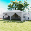 Tonnelle Taleggio Barnum Pliable Pop-Up Gris Clair 5,85x2,95m Étanche Anti-UV Fêtes Extérieur