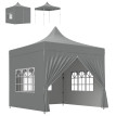 Nampace Tonnelle Pop-Up 3x3m Gris Résistante UV Ventilation Optimale Jardin Réception