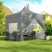 Nampace Tonnelle Pop-Up 3x3m Gris Résistante UV Ventilation Optimale Jardin Réception