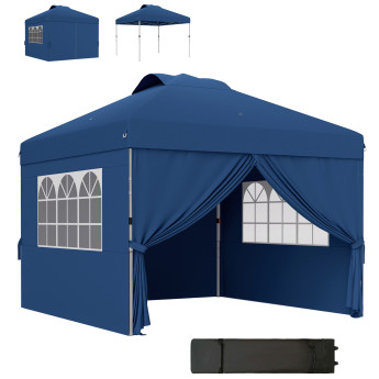 Tonnelle Ronan Pop-Up 3x3m Anti-UV Bleu avec Sac Transport