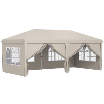 Tonnelle Pfingstthal Barnum Pliant Étanche Anti-UV Beige 5,85x2,95m avec Sac