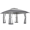 Tonnelle Leovigild Pop-Up Anti-Insectes avec Moustiquaire Gris Clair 4x4m Protection UV30+