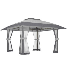 Tonnelle Leovigild Pop-Up Anti-Insectes avec Moustiquaire Gris Clair 4x4m Protection UV30+
