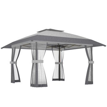 Tonnelle Leovigild Pop-Up Anti-Insectes avec Moustiquaire Gris Clair 4x4m Protection UV30+