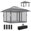 Tonnelle Leovigild Pop-Up Anti-Insectes avec Moustiquaire Gris Clair 4x4m Protection UV30+