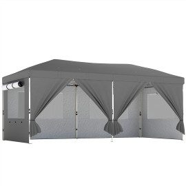 Tonnelle Pop-Up Turón Abri Jardin Extérieur Résistant Gris Foncé Crème 17.5m²