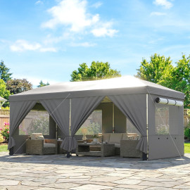 Tonnelle Pop-Up Turón Abri Jardin Extérieur Résistant Gris Foncé Crème 17.5m²